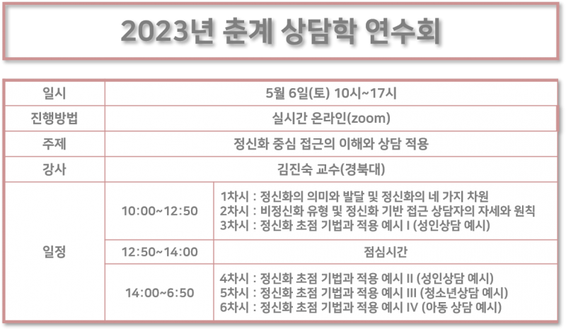 2023년 춘계 상담학 연수회